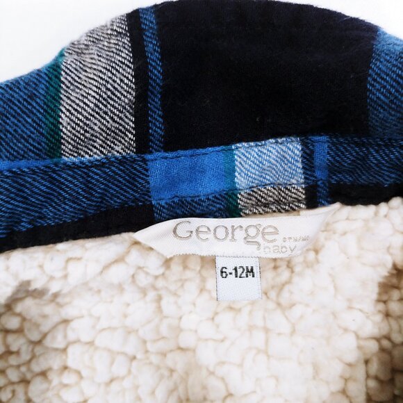 George Plaid Sherpa Lined Shacket 6-12 Months - Picture 6 of 7